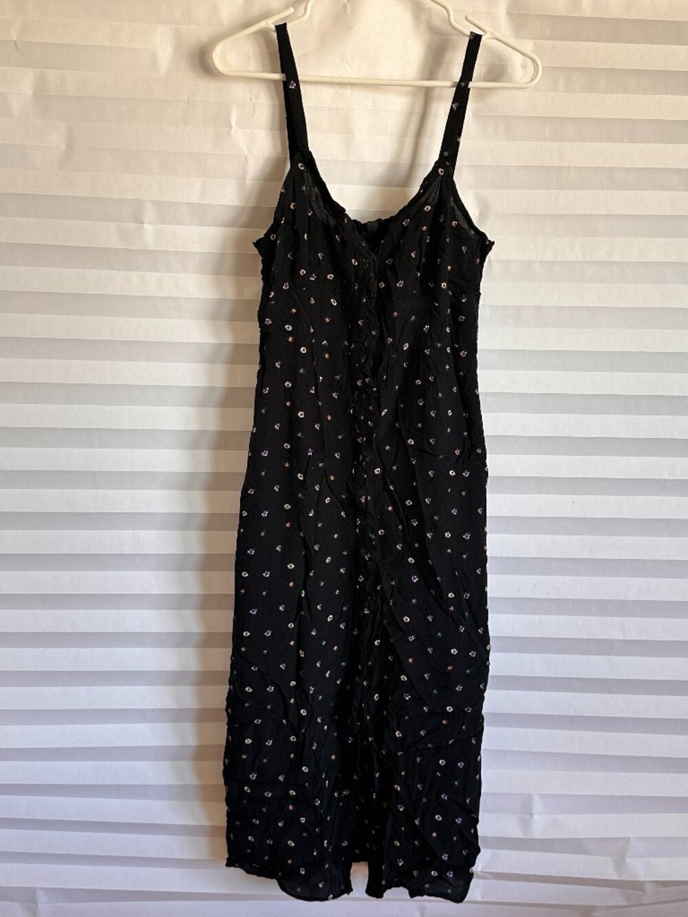 Topshop Womens Size 6 Black Floral Sundress Tiny Flower Print Sleeveless Dress